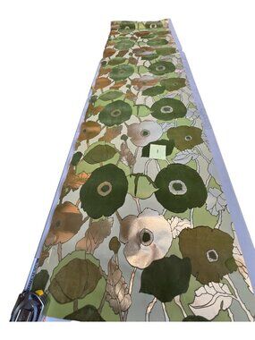 Vintage Wallpaper Green Flocked with Gold Foil 1960s 1970s Lot of 12 Pieces READ